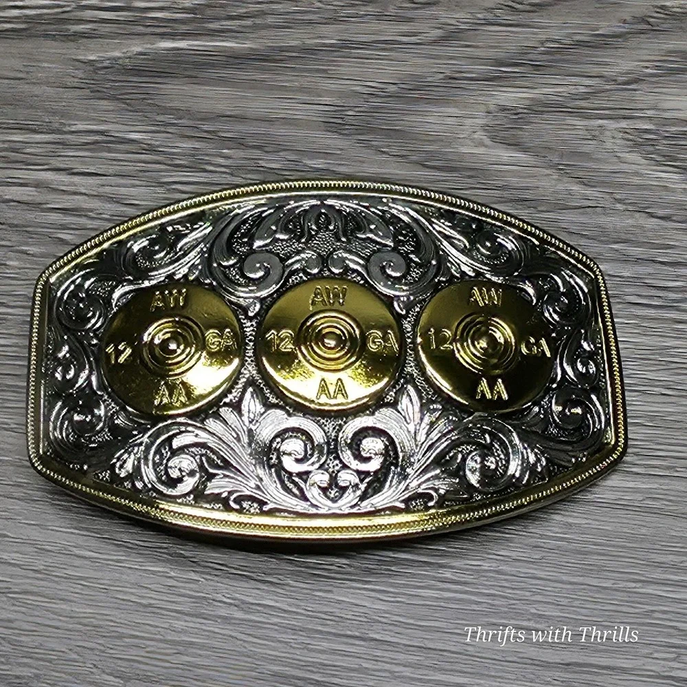Rare Stainless Steel Belt Buckle - 12 Gauge Shells - Western  AW 12GA AA  - Nice